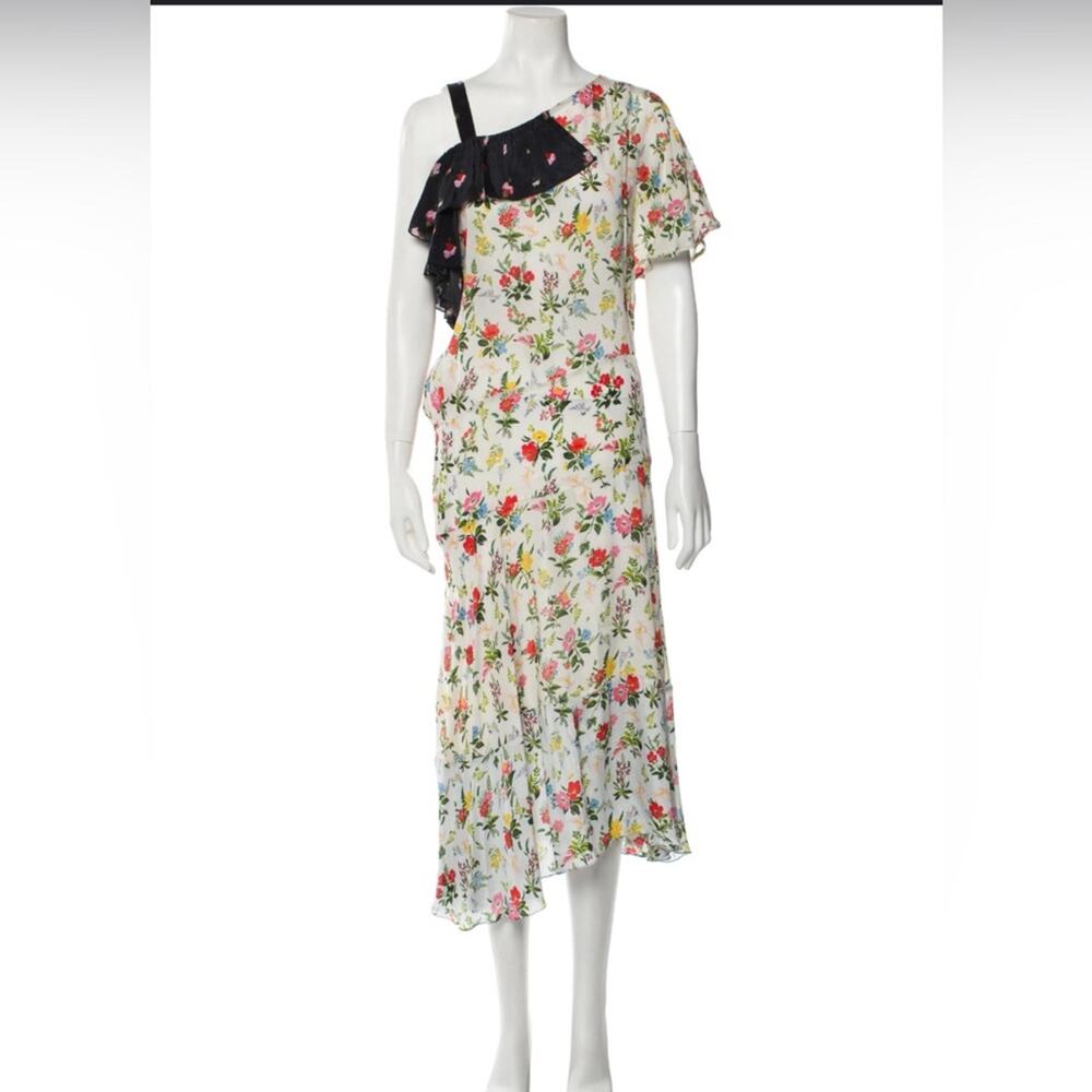 Preen line mixed pattern ditsy floral midi dress